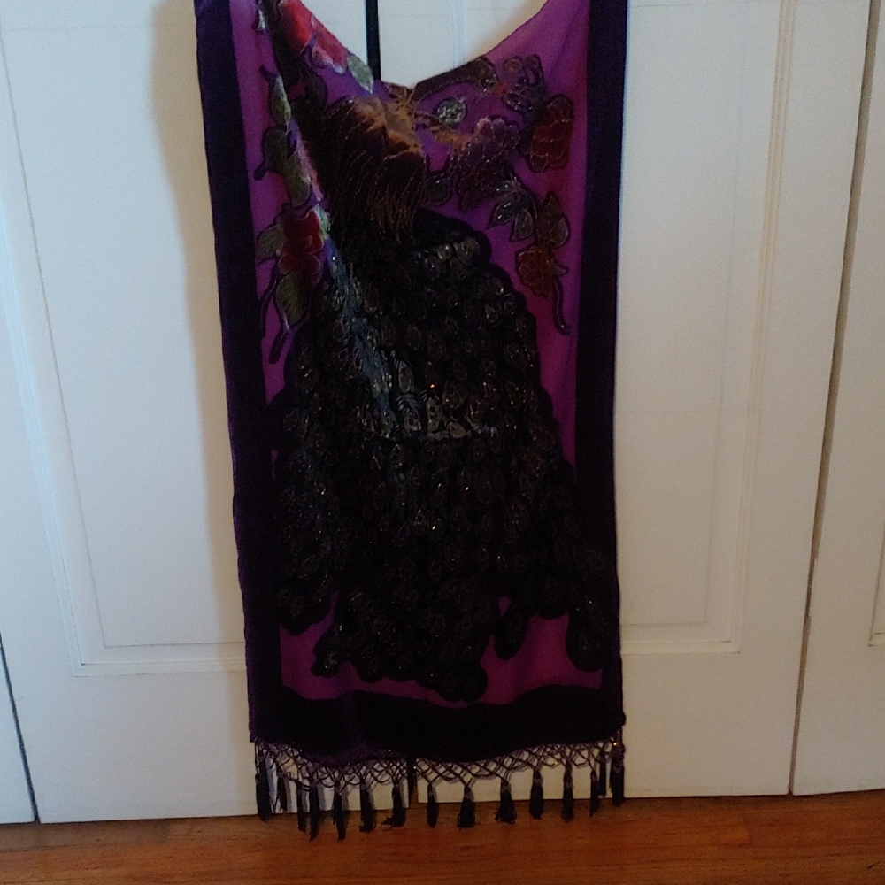 Purple and Black Peacock Shawl
